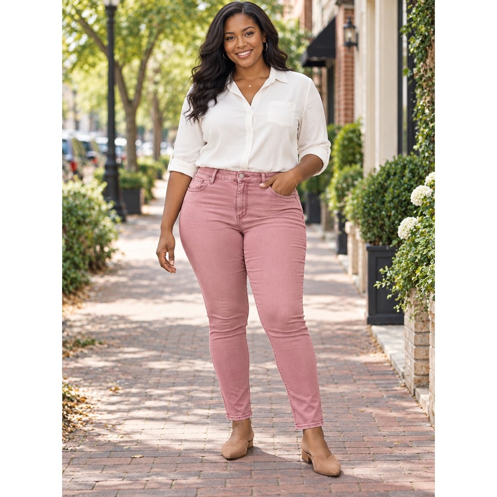 Maurices Pink Skinny Jeans Mid Rise Stretch Denim Size L-R Dusty Rose